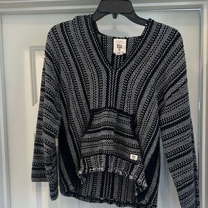 Women’s Billabong Black and White V-Neck Poncho